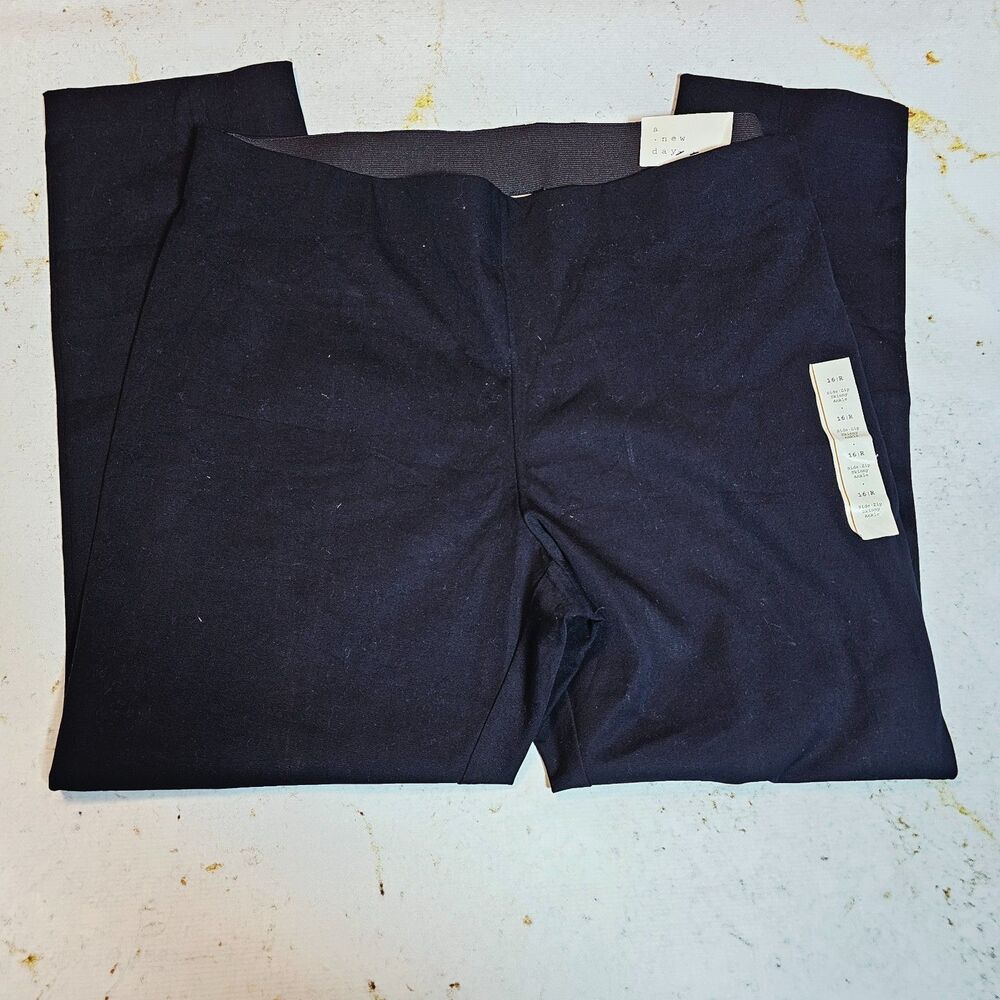 A New Day Black Side Zip Skinny Ankle Pants Women’s Size 16R NWT Stretch Work
